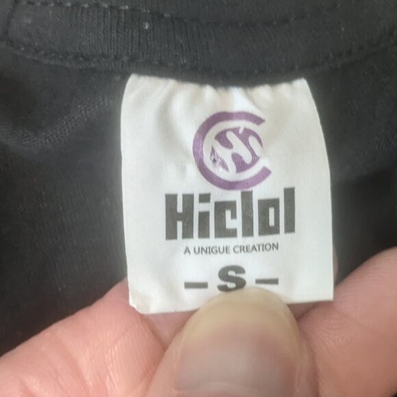 Hiclol Brand Size Small Black "Phantom" cotton tee shirt - Picture 6 of 7